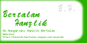 bertalan hanzlik business card